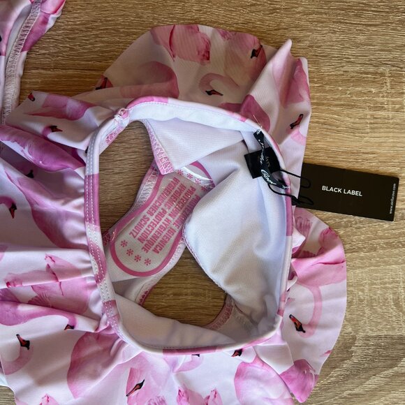 NWT STELLA COVE Ruffled Pink Flamingos off the shoulder swimsuit 4T - Picture 4 of 11